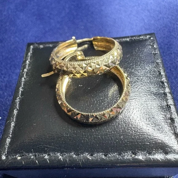 SOLD Hoop Earrings 925 Solid Sterling Silver with Gold Overlay - Picture 2 of 7